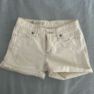 Madewell White denim Jean Shorts Mid-Rise Cuffed